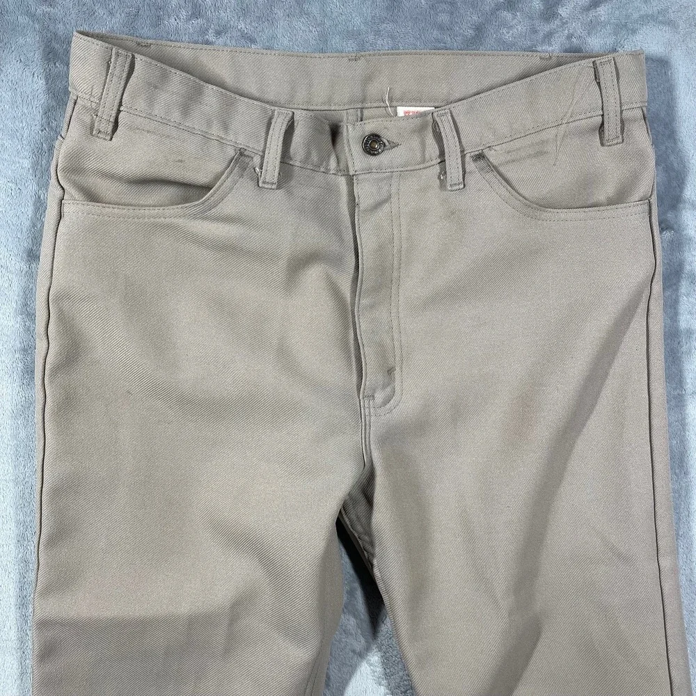 Levis Vintage Black Gold Tab Dacron Polyester Khaki  Mens‎ Pants 36(35)x30 USA